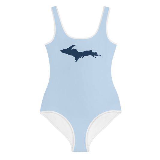 Michigan Upper Peninsula Youth Swimsuit (w/ UP Outline) | Light Blue