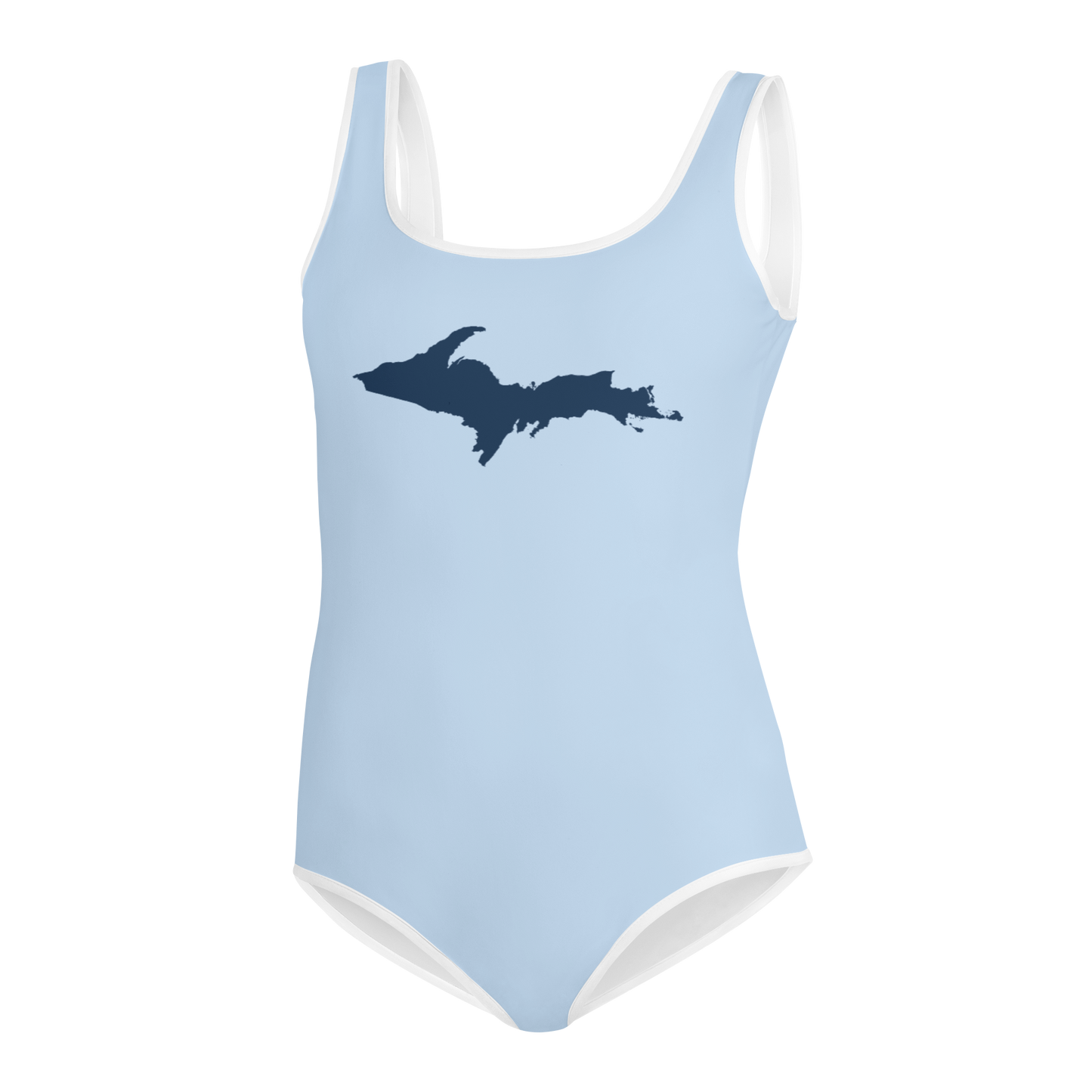 Michigan Upper Peninsula Youth Swimsuit (w/ UP Outline) | Light Blue