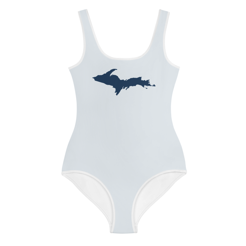 Michigan Upper Peninsula Youth Swimsuit (w/ UP Outline) | Gossy White