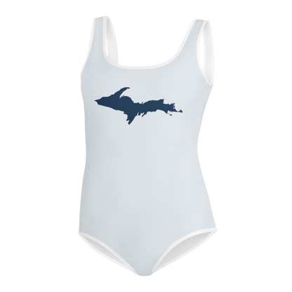 Michigan Upper Peninsula Youth Swimsuit (w/ UP Outline) | Gossy White