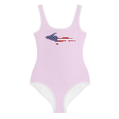 Michigan Upper Peninsula Youth Swimsuit (w/ UP Outline) | Pale Lavender