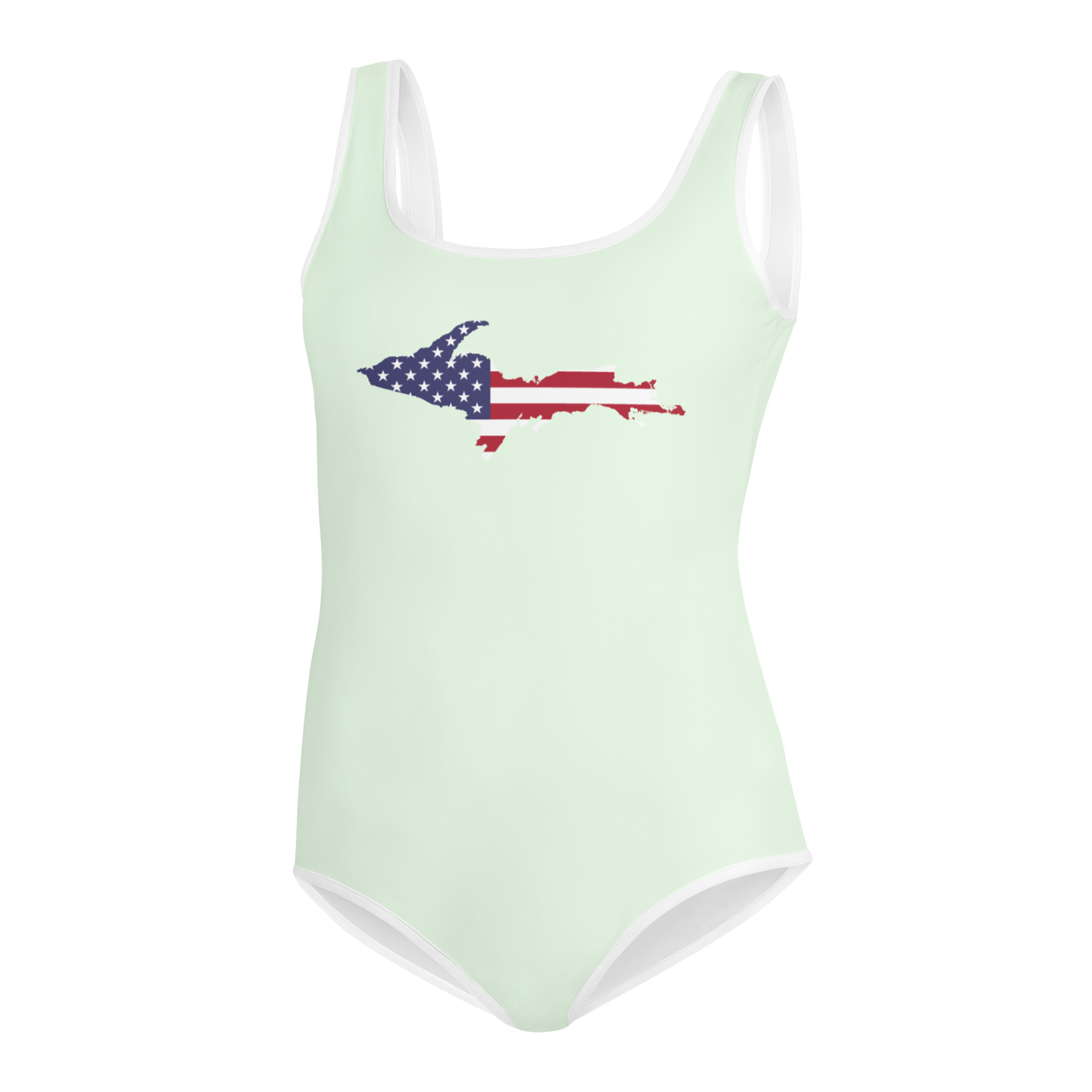 Michigan Upper Peninsula Youth Swimsuit (w/ UP Outline) | Dew Green