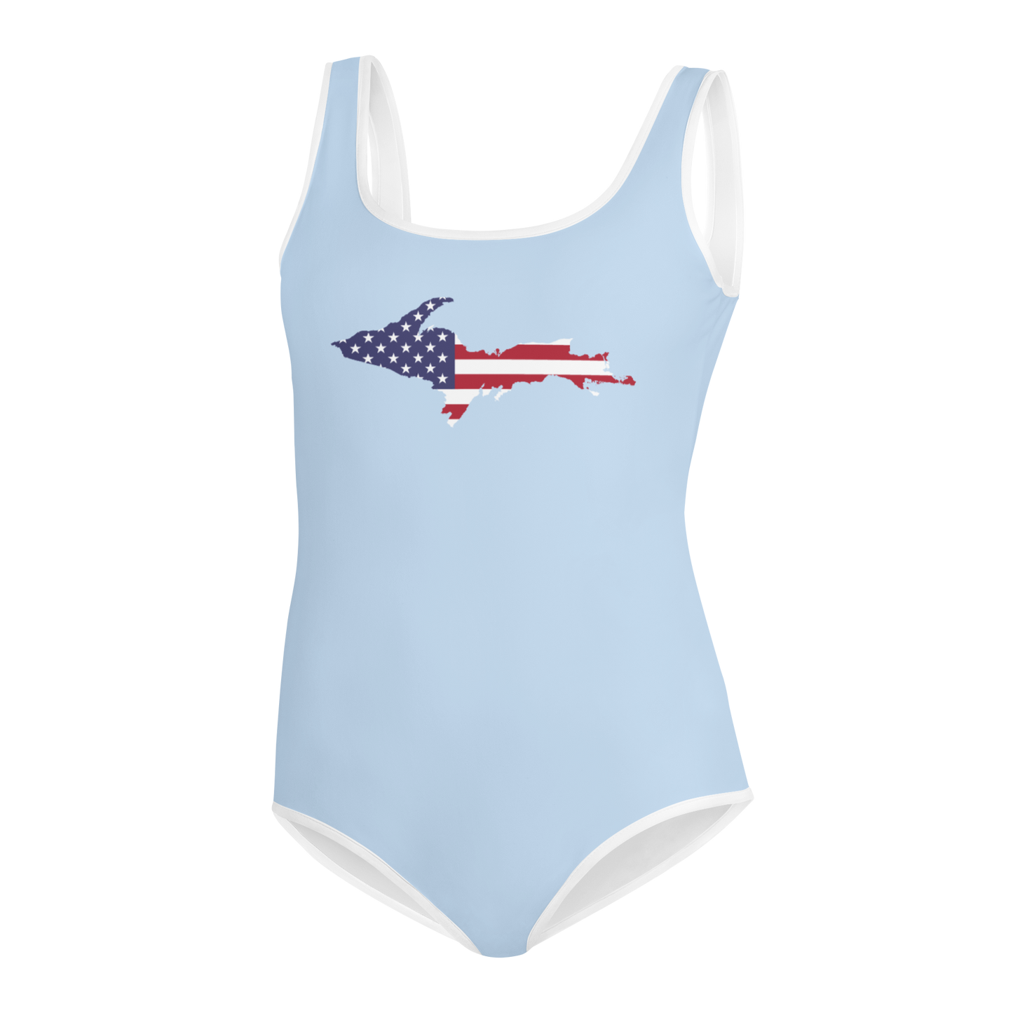 Michigan Upper Peninsula Youth Swimsuit (w/ UP Outline) | Light Blue