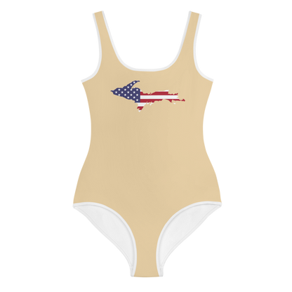 Michigan Upper Peninsula Youth Swimsuit (w/ UP Outline) | Maple Color