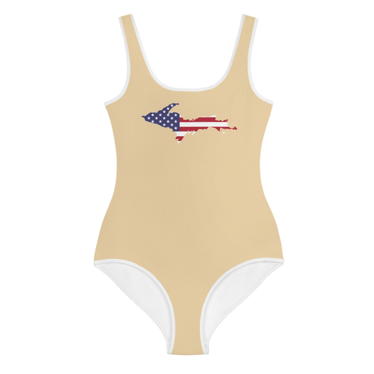 Michigan Upper Peninsula Youth Swimsuit (w/ UP Outline) | Maple Color