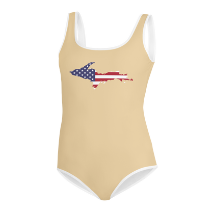 Michigan Upper Peninsula Youth Swimsuit (w/ UP Outline) | Maple Color