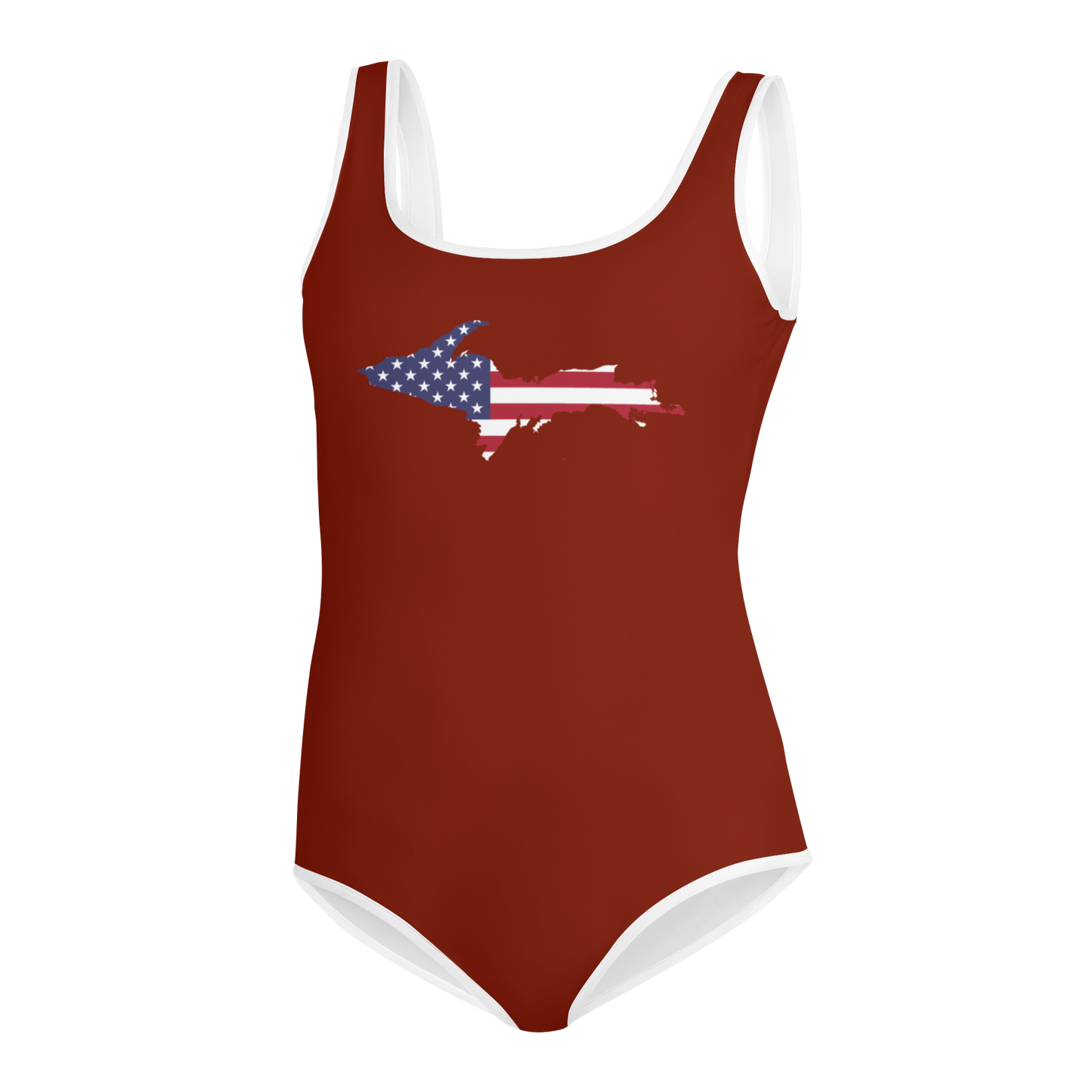 Michigan Upper Peninsula Youth Swimsuit (w/ UP Outline) | Cherryland Red