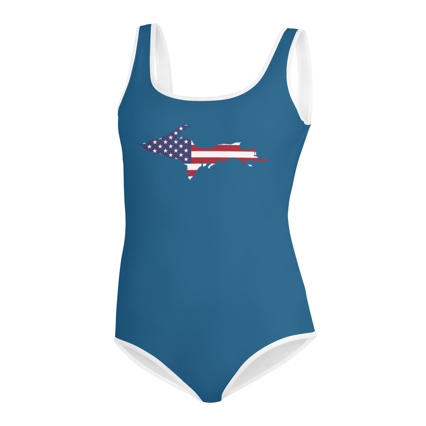 Michigan Upper Peninsula Youth Swimsuit (w/ UP Outline) | Blueberry