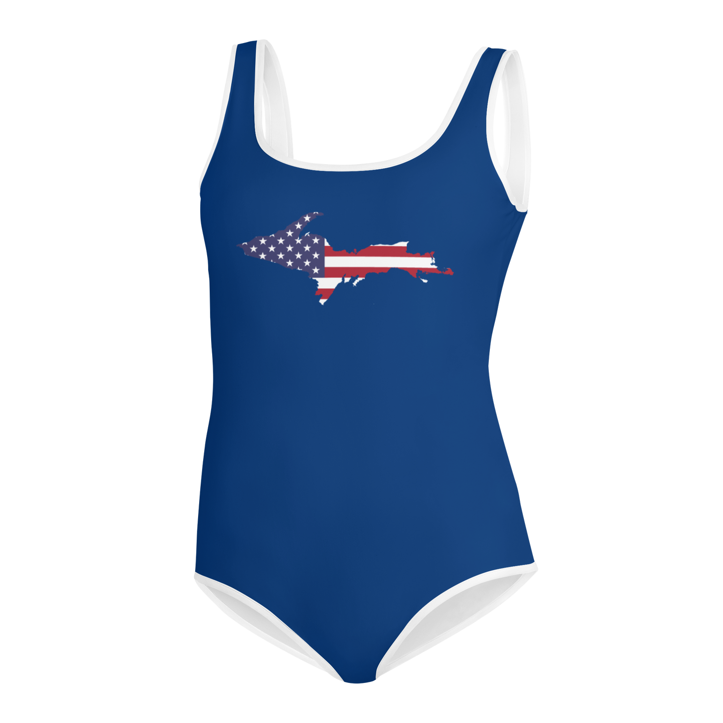 Michigan Upper Peninsula Youth Swimsuit (w/ UP Outline) | Dearborn Blue