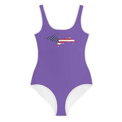 Michigan Upper Peninsula Youth Swimsuit (w/ UP Outline) | Lake Iris