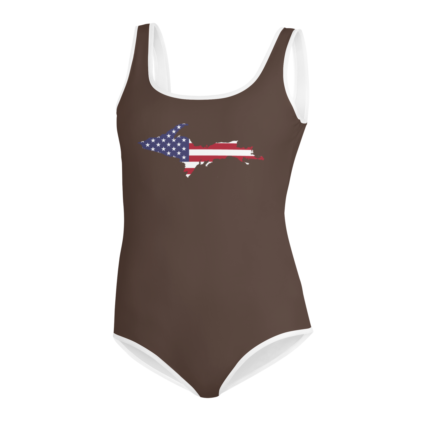 Michigan Upper Peninsula Youth Swimsuit (w/ UP Outline) | Hickory Color