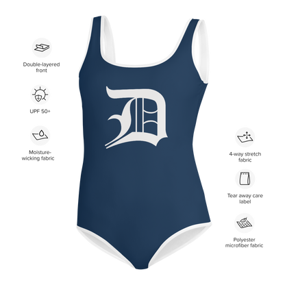 Detroit 'Old English D' Youth Swimsuit | Navy