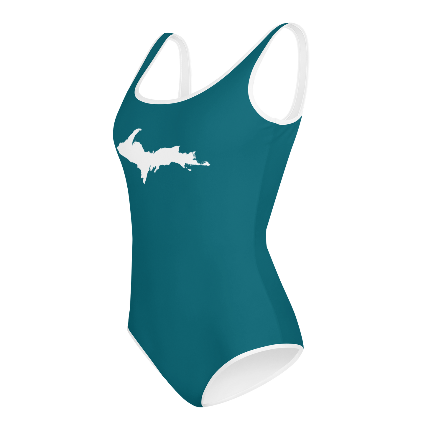 Michigan Upper Peninsula Youth Swimsuit (w/ UP Outline) | Auburn Hills Teal