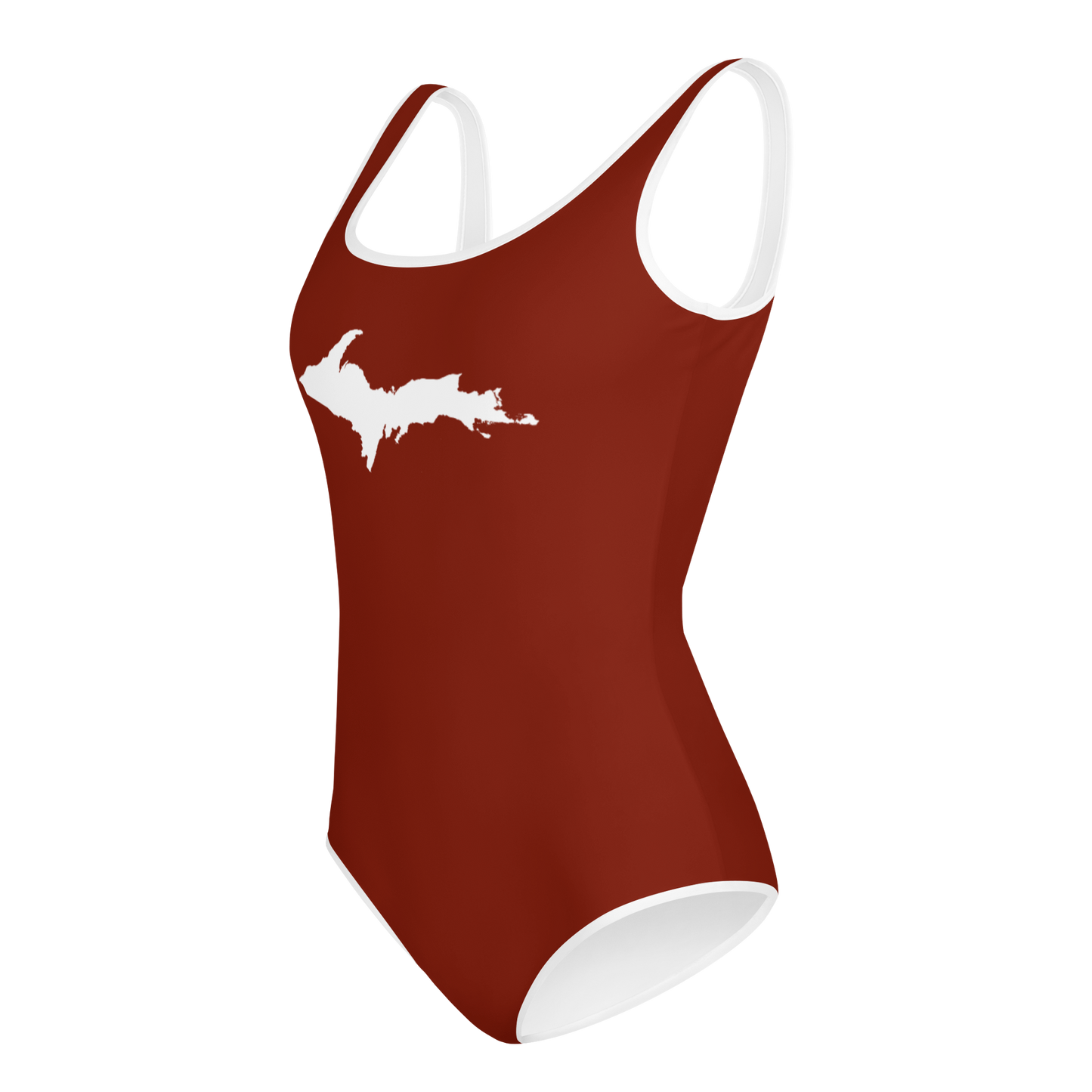 Michigan Upper Peninsula Youth Swimsuit (w/ UP Outline) | Cherryland Red