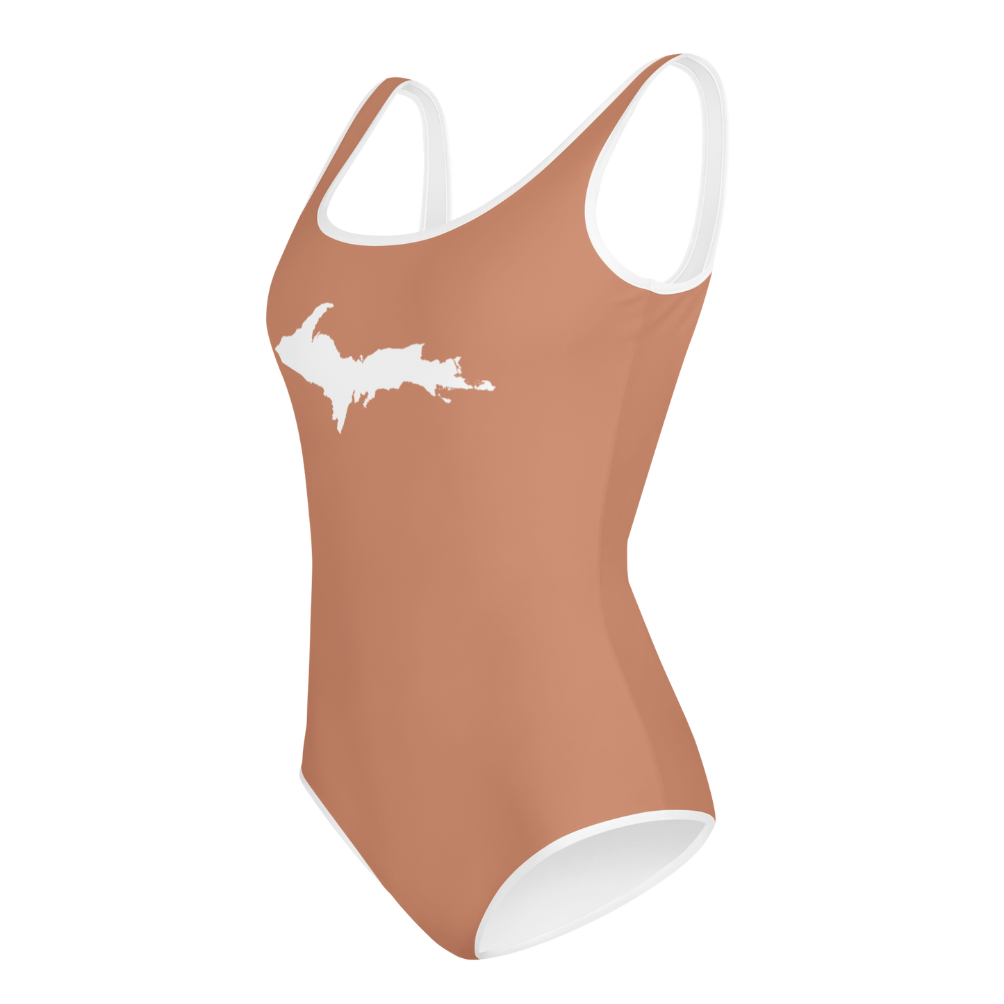 Michigan Upper Peninsula Youth Swimsuit (w/ UP Outline) | Copper Color