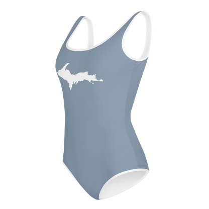 Michigan Upper Peninsula Youth Swimsuit (w/ UP Outline) | B-24 Grey