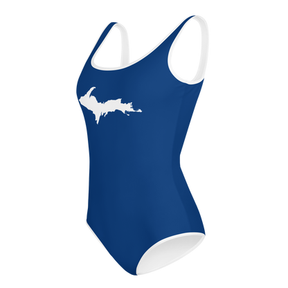 Michigan Upper Peninsula Youth Swimsuit (w/ UP Outline) | Dearborn Blue