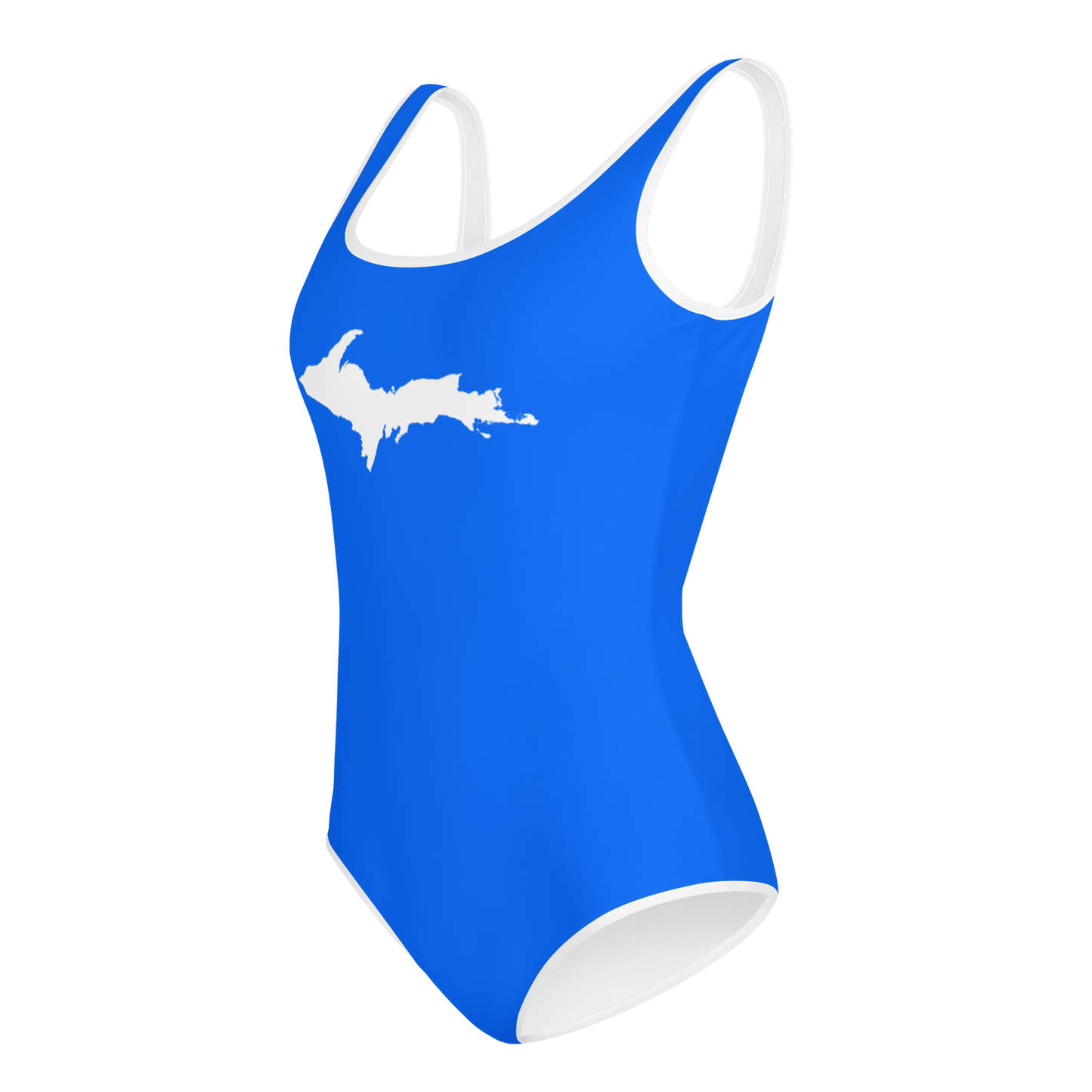 Michigan Upper Peninsula Youth Swimsuit (w/ UP Outline) | Motor Town Blue