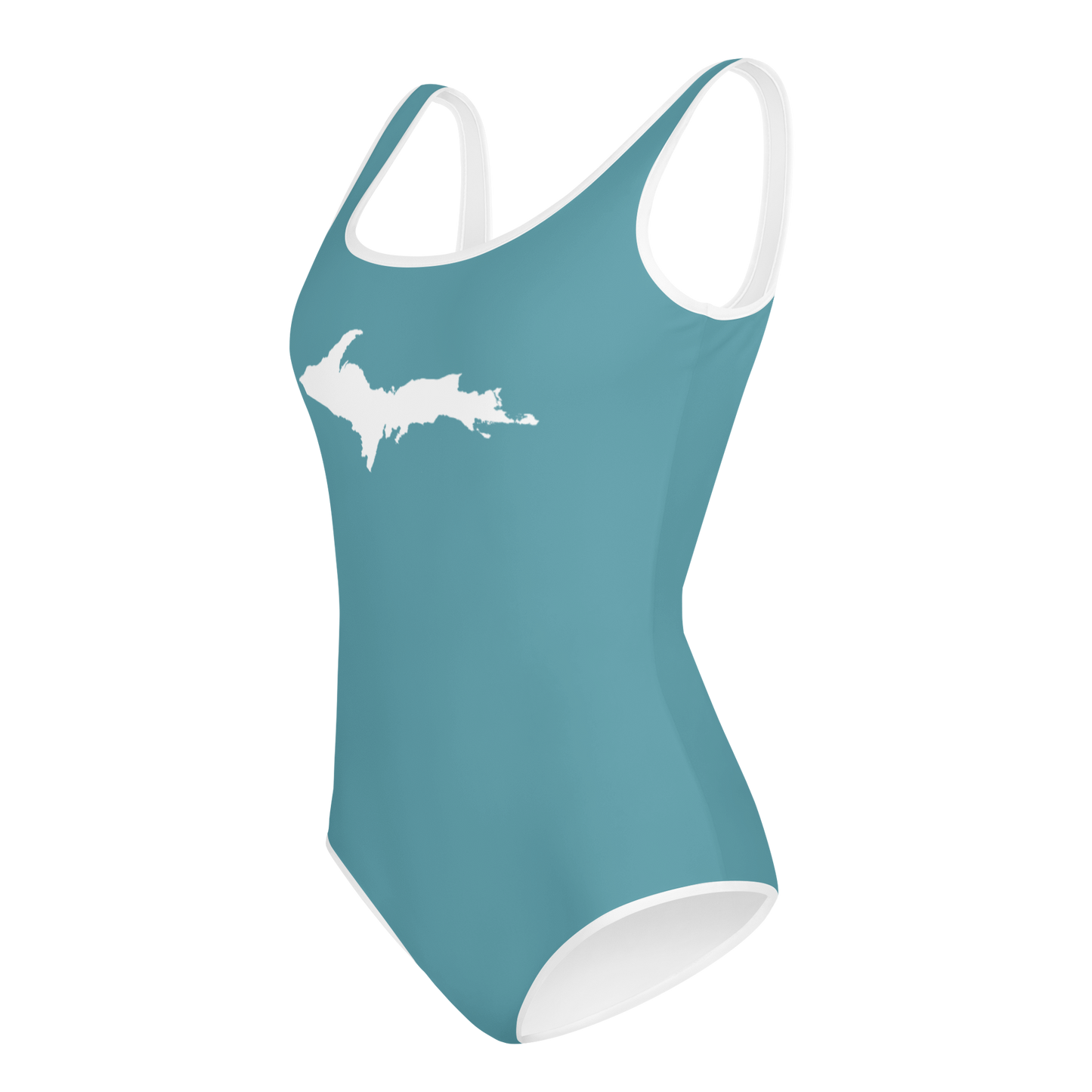 Michigan Upper Peninsula Youth Swimsuit (w/ UP Outline) | Lake Huron Blue