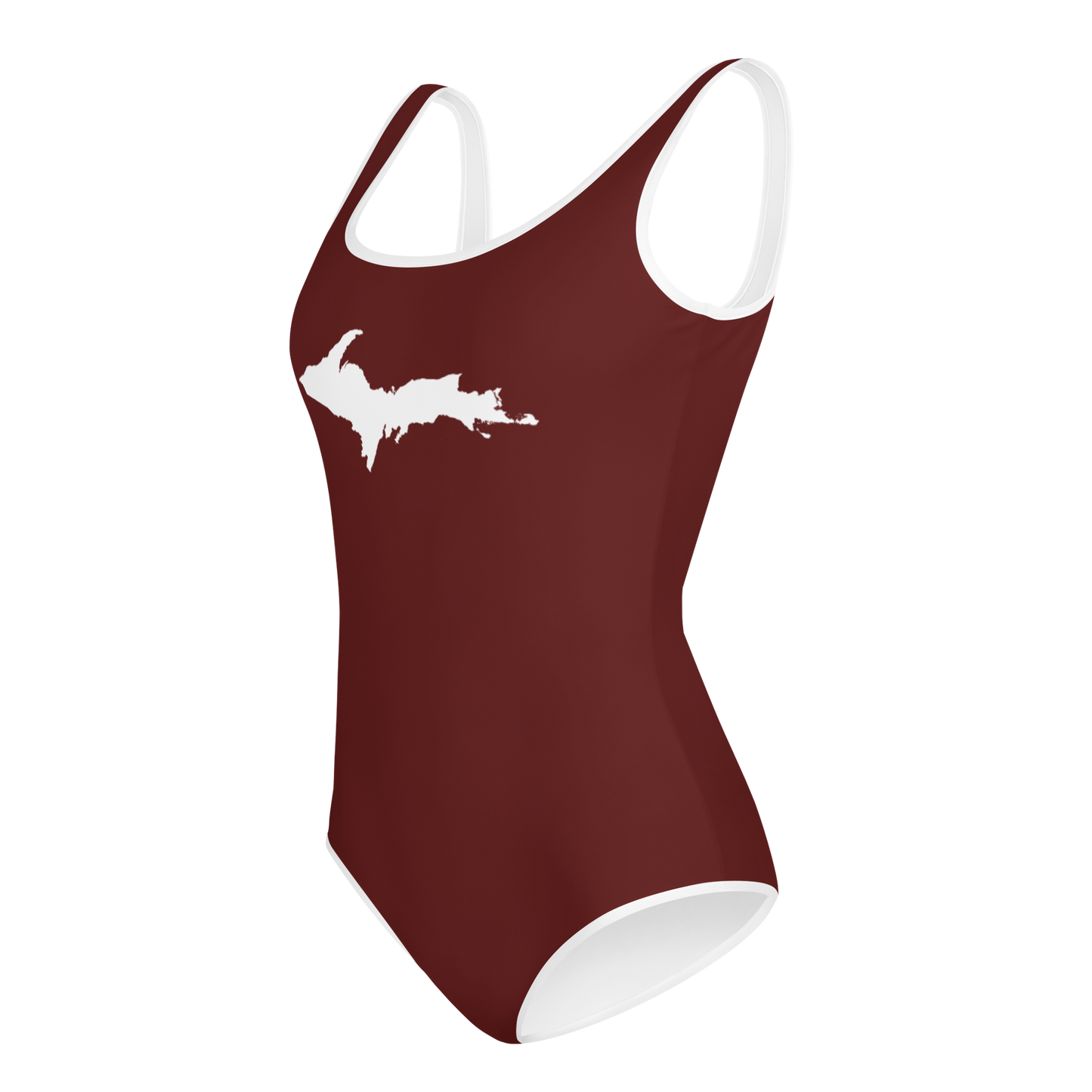 Michigan Upper Peninsula Youth Swimsuit (w/ UP Outline) | Cherrywood Color