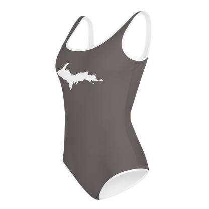 Michigan Upper Peninsula Youth Swimsuit (w/ UP Outline) | Warren Tank Grey