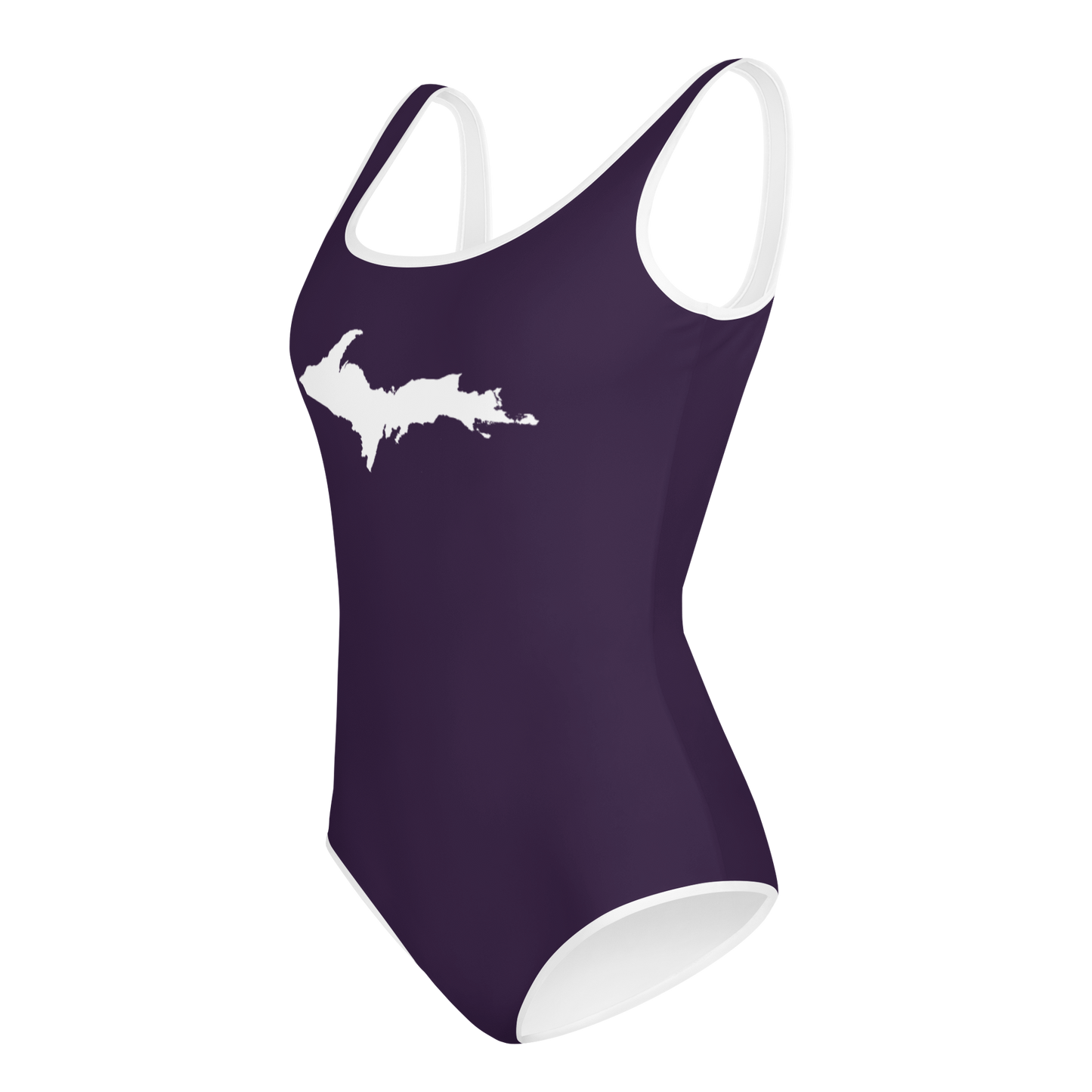 Michigan Upper Peninsula Youth Swimsuit (w/ UP Outline) | Blackcurrant