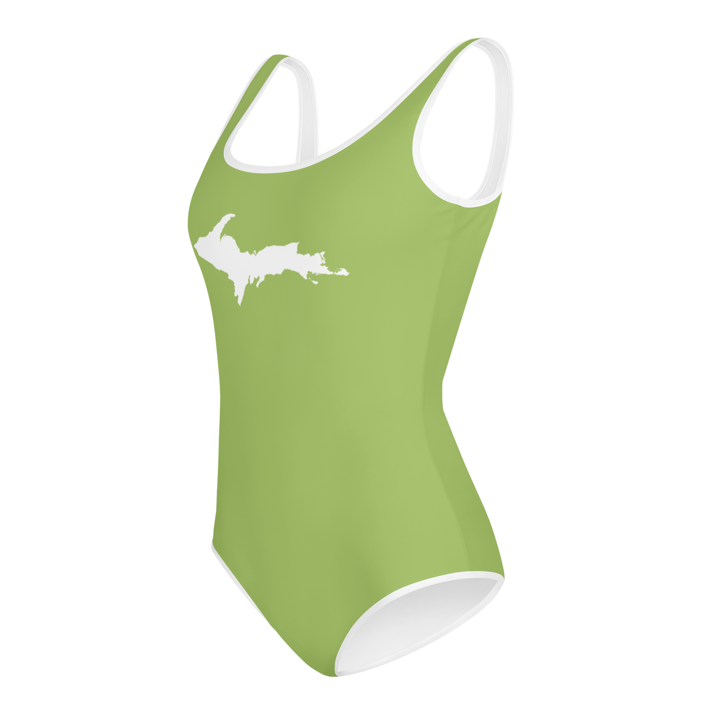 Michigan Upper Peninsula Youth Swimsuit (w/ UP Outline) | Gooseberry Green