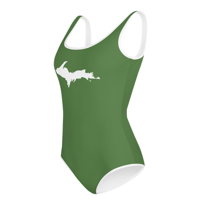 Michigan Upper Peninsula Youth Swimsuit (w/ UP Outline) | Pine Green