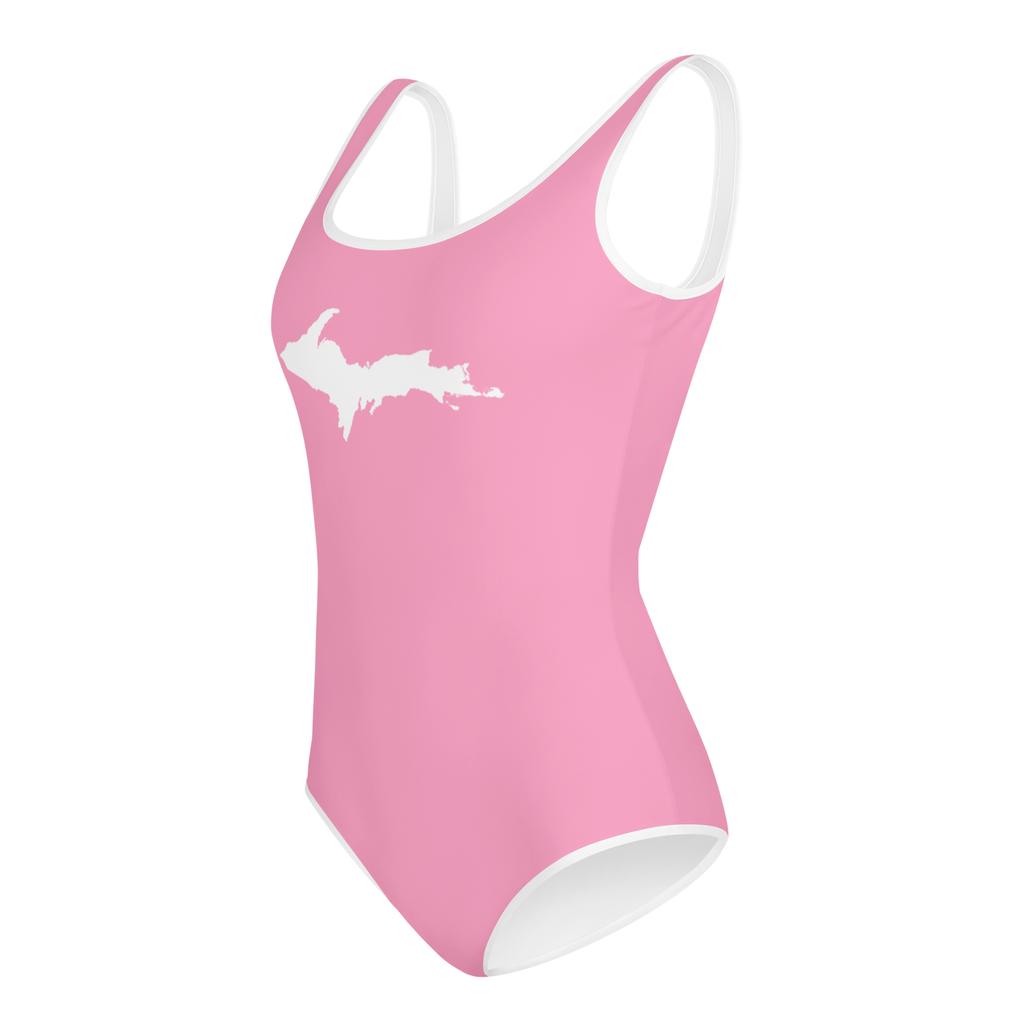 Michigan Upper Peninsula Youth Swimsuit (w/ UP Outline) | '67 Caddie Pink