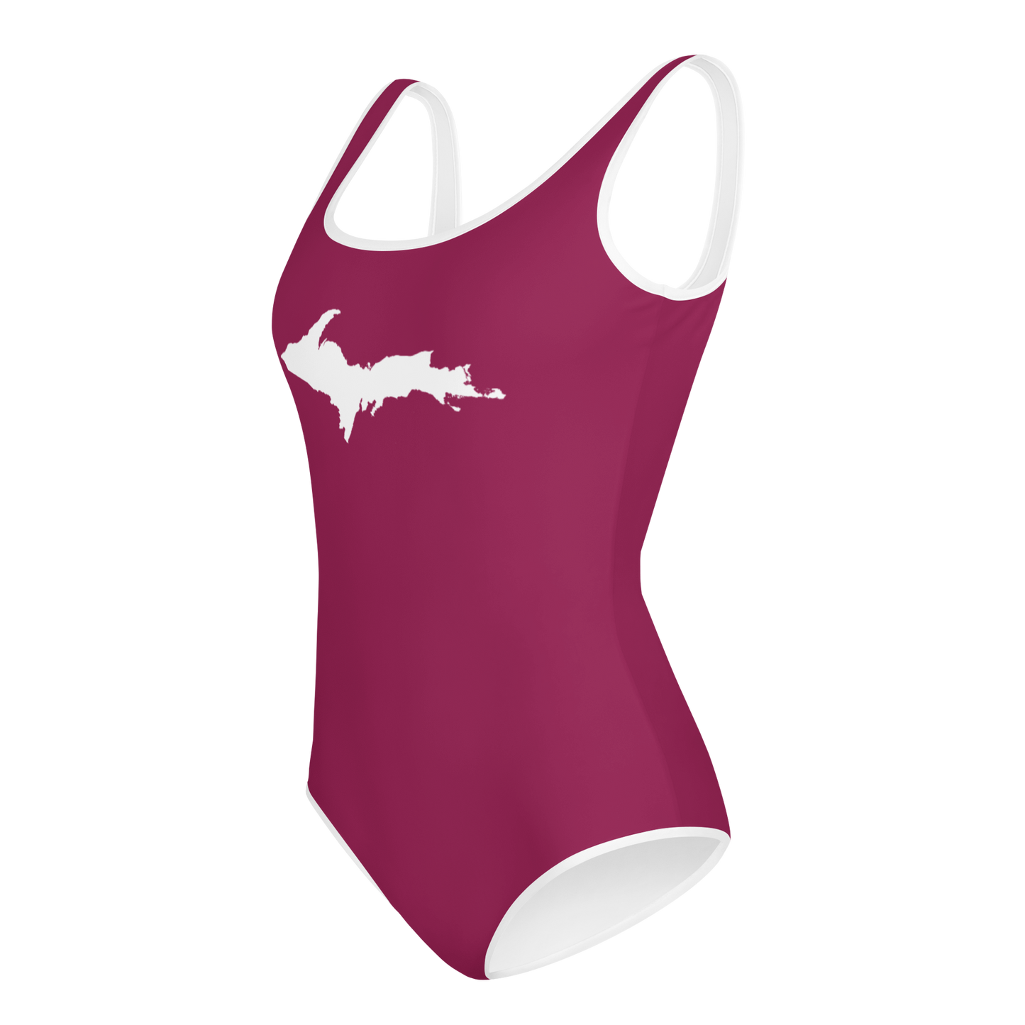 Michigan Upper Peninsula Youth Swimsuit (w/ UP Outline) | Ruby Red