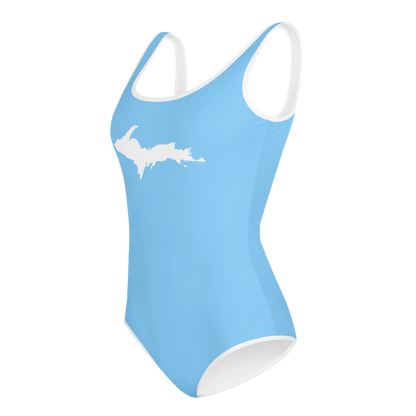 Michigan Upper Peninsula Youth Swimsuit (w/ UP Outline) | DTW Blue