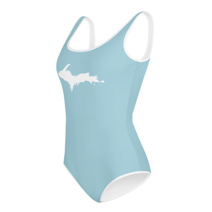 Michigan Upper Peninsula Youth Swimsuit (w/ UP Outline) | '58 Caddie Blue