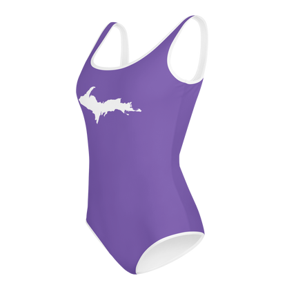 Michigan Upper Peninsula Youth Swimsuit (w/ UP Outline) | Lake Iris