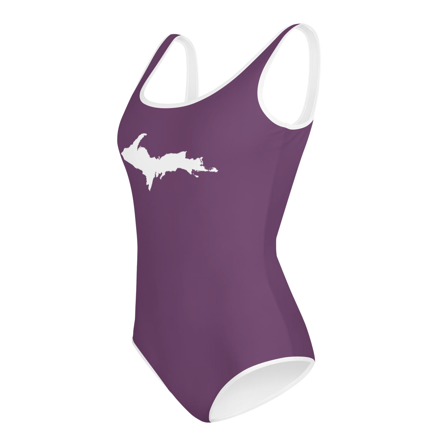 Michigan Upper Peninsula Youth Swimsuit (w/ UP Outline) | Plum