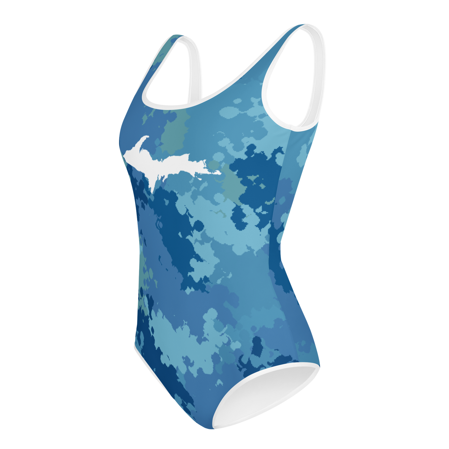 Michigan Upper Peninsula Youth Swimsuit (w/ UP Outline) | Great Lakes Camo