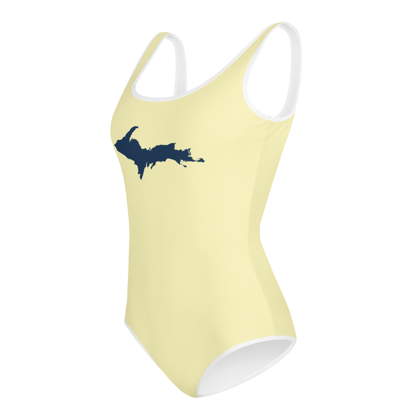 Michigan Upper Peninsula Youth Swimsuit (w/ UP Outline) | Canary Yellow