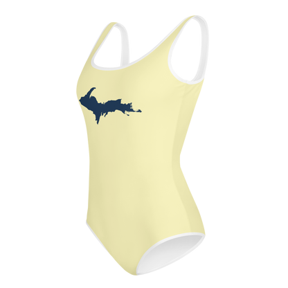 Michigan Upper Peninsula Youth Swimsuit (w/ UP Outline) | Canary Yellow