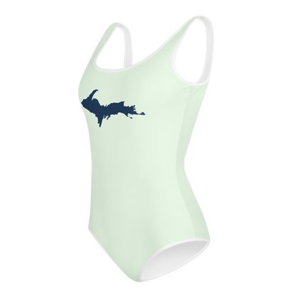 Michigan Upper Peninsula Youth Swimsuit (w/ UP Outline) | Dew Green