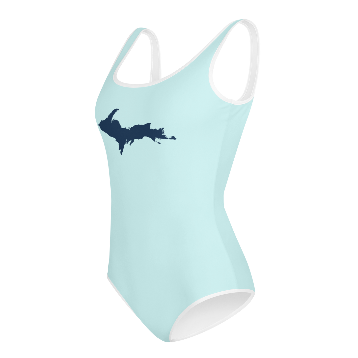 Michigan Upper Peninsula Youth Swimsuit (w/ UP Outline) | Cyan