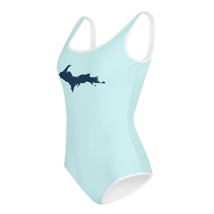 Michigan Upper Peninsula Youth Swimsuit (w/ UP Outline) | Cyan