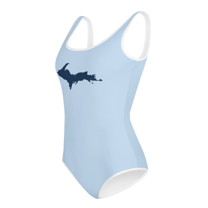 Michigan Upper Peninsula Youth Swimsuit (w/ UP Outline) | Light Blue