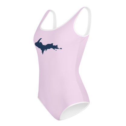 Michigan Upper Peninsula Youth Swimsuit (w/ UP Outline) | Pale Lavender