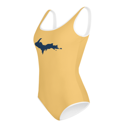 Michigan Upper Peninsula Youth Swimsuit (w/ UP Outline) | Citrine