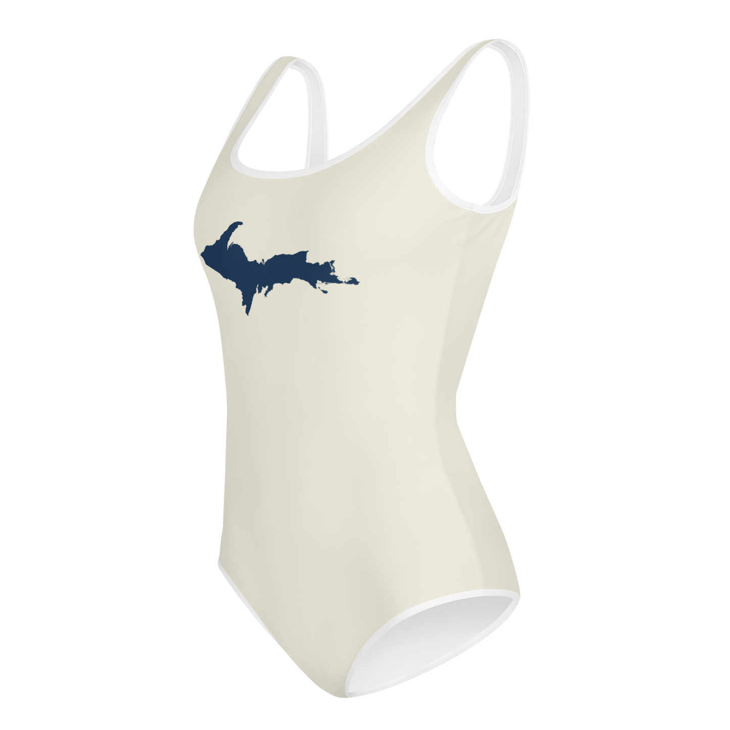 Michigan Upper Peninsula Youth Swimsuit (w/ UP Outline) | Ivory White