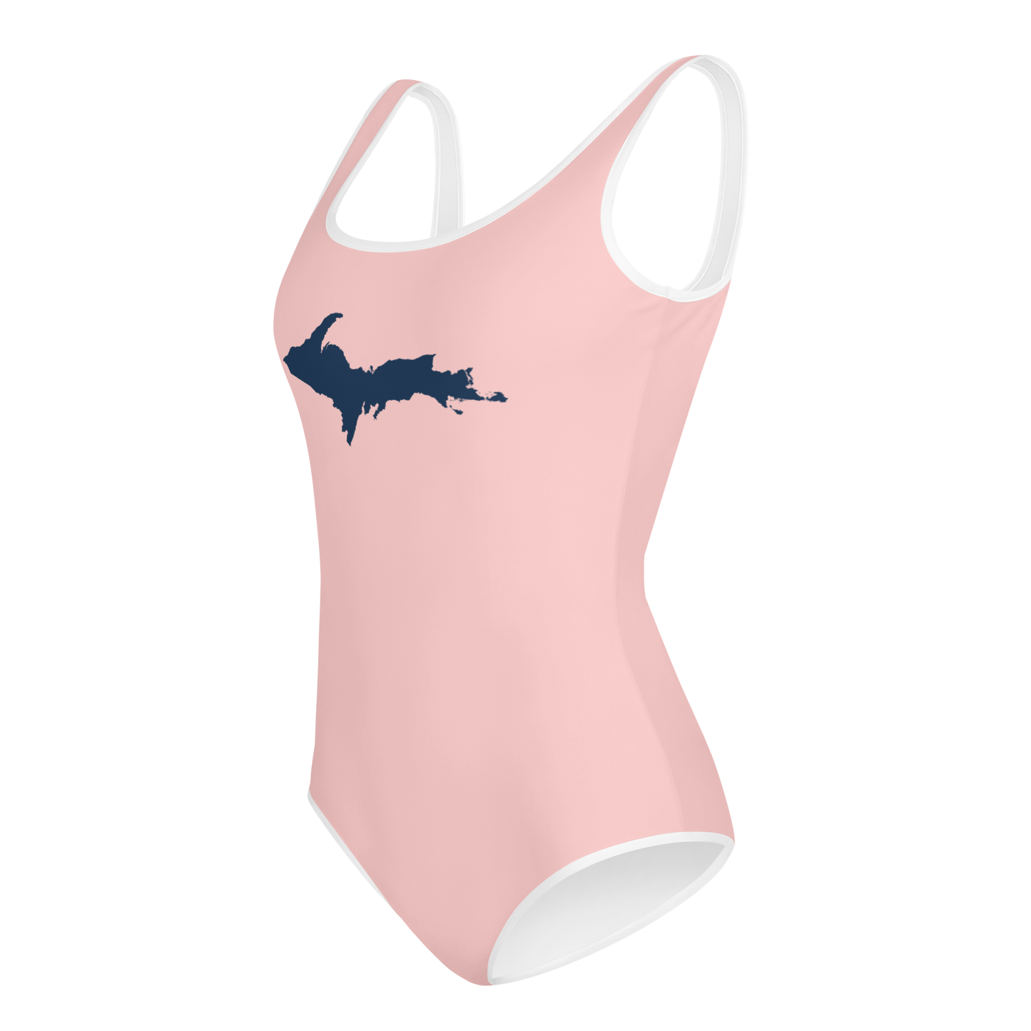 Michigan Upper Peninsula Youth Swimsuit (w/ UP Outline) | Cosmos Pink