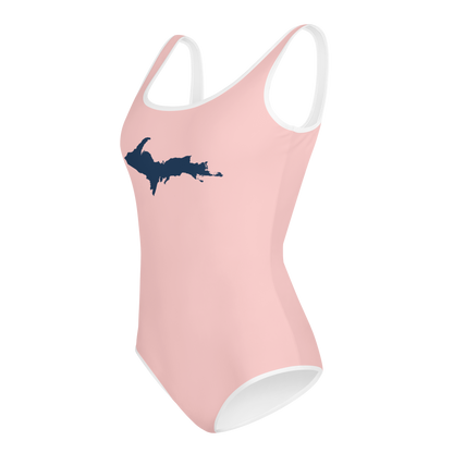 Michigan Upper Peninsula Youth Swimsuit (w/ UP Outline) | Cosmos Pink