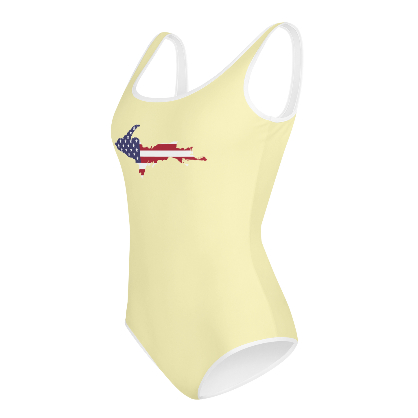 Michigan Upper Peninsula Youth Swimsuit (w/ UP Outline) | Canary Yellow