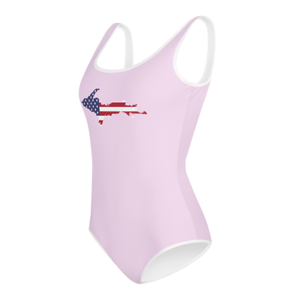 Michigan Upper Peninsula Youth Swimsuit (w/ UP Outline) | Pale Lavender