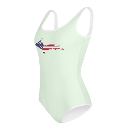 Michigan Upper Peninsula Youth Swimsuit (w/ UP Outline) | Dew Green