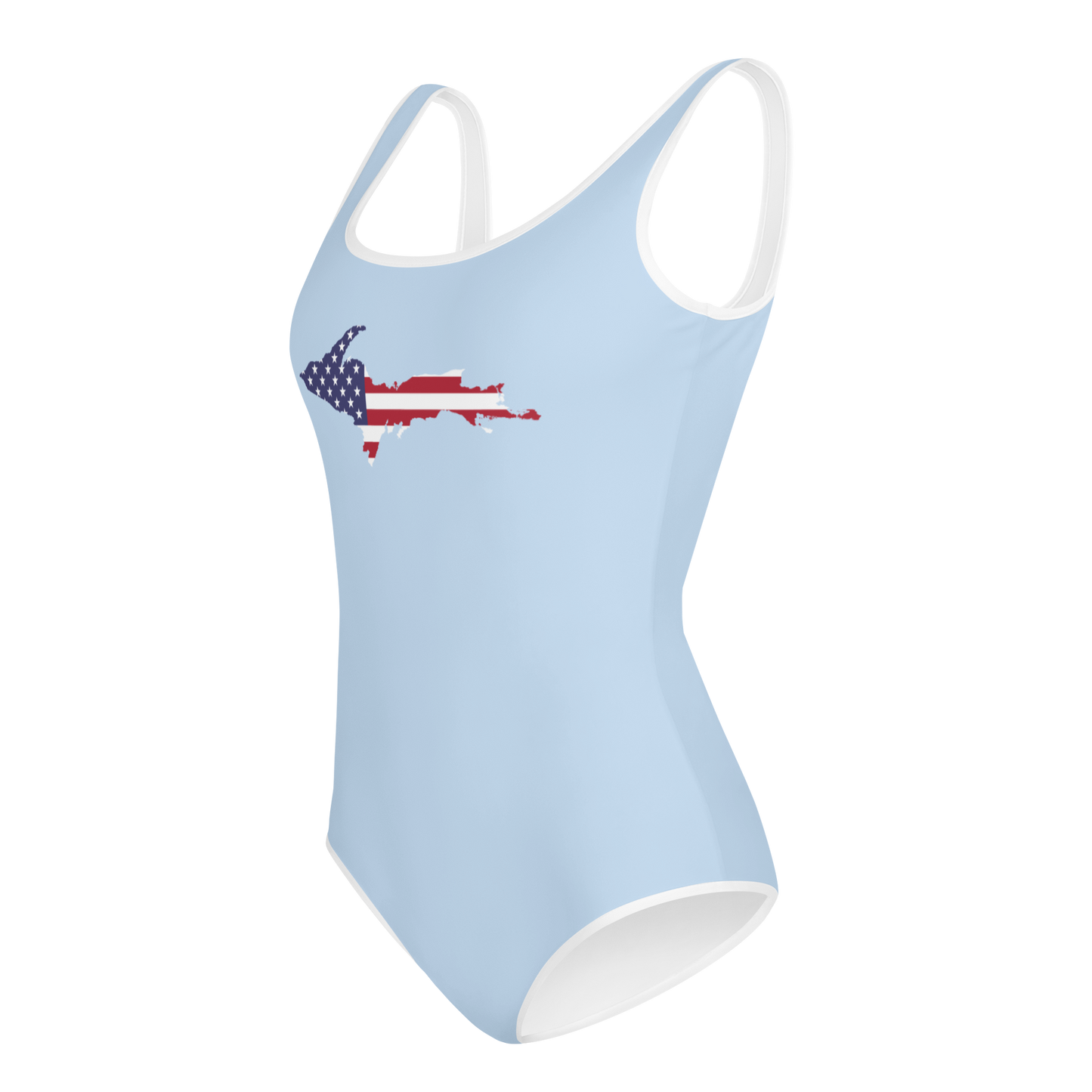 Michigan Upper Peninsula Youth Swimsuit (w/ UP Outline) | Light Blue